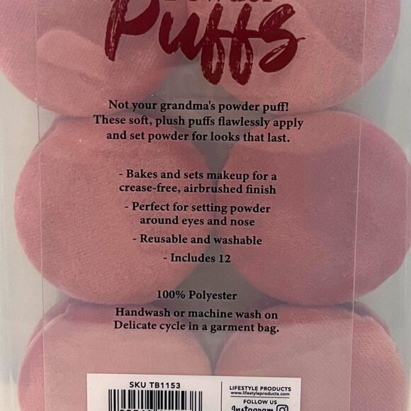 12 Piece Powder Puffs Set plus Reusable Storage Case Trubeauty Mauve Pink - Picture 5 of 6